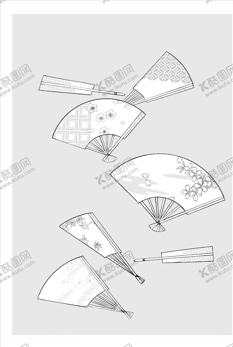 编号：79129707050150109009【酷图网】源文件下载-线描扇子