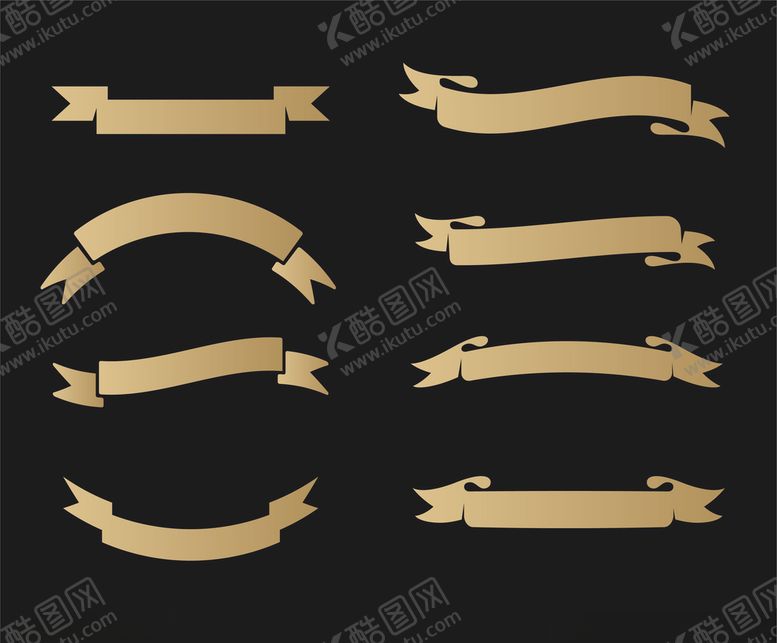 编号：12603207121032055800【酷图网】源文件下载-金色矢量飘带