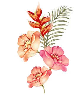 手绘花叶子数码印朵设计