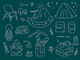 手绘露营元素集合