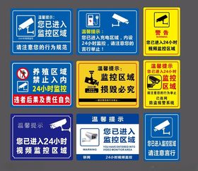 安防监控警示标识集合