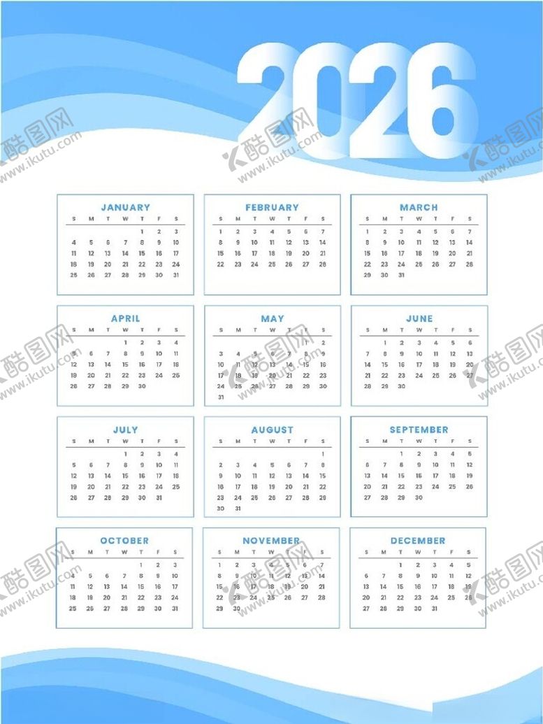 编号：95068304041757081640【酷图网】源文件下载-2026年日历模板