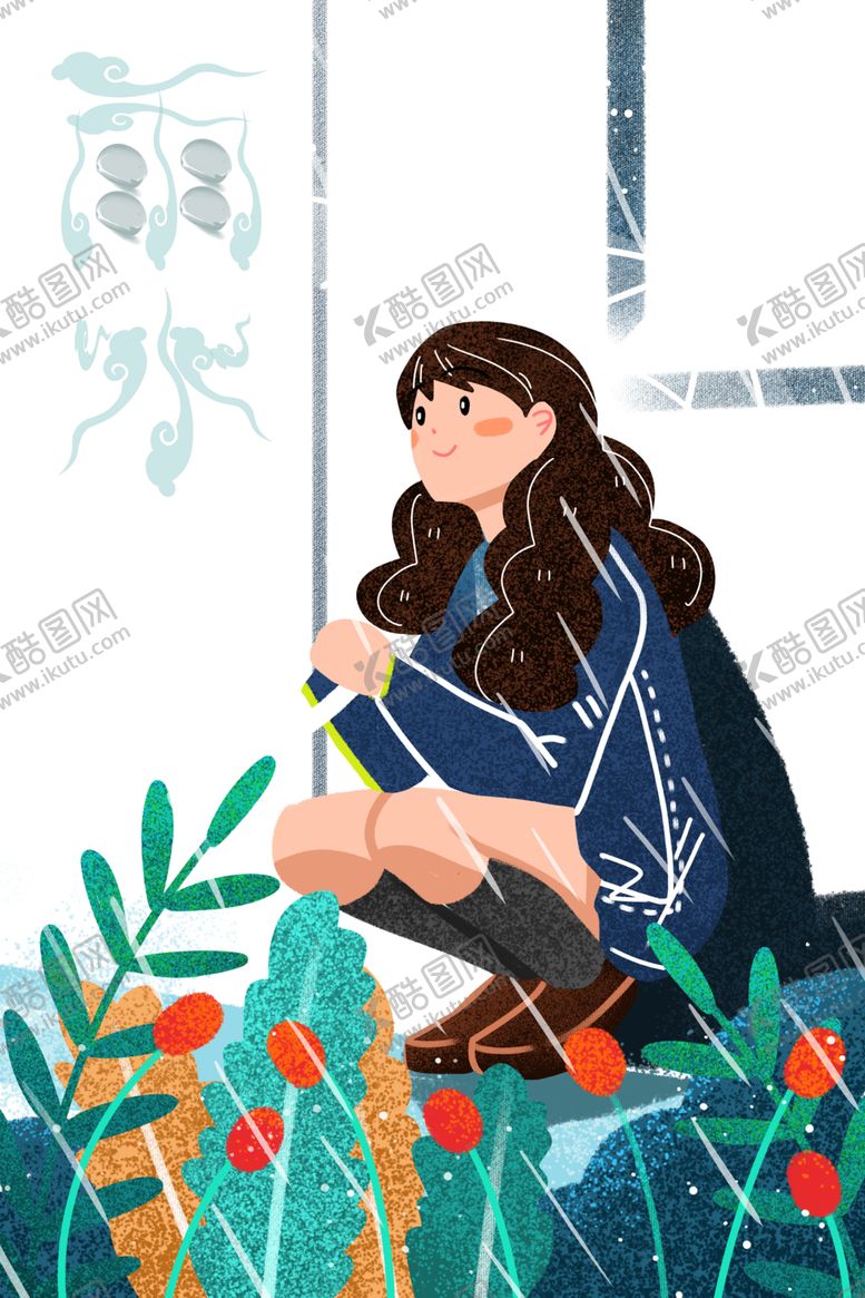 编号：68626702031532354287【酷图网】源文件下载-雨水艺术字手绘人物元素图