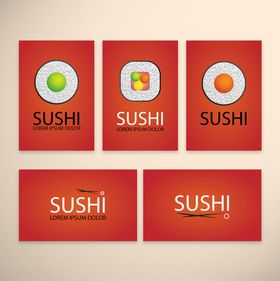 红色背景寿司图标设计