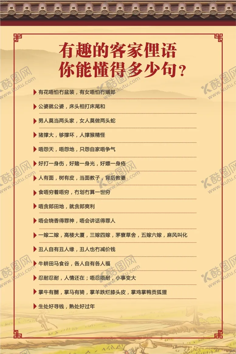编号：75870110261450173829【酷图网】源文件下载-客家谚语展板