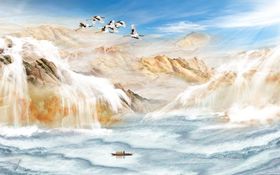 石纹山水背景墙