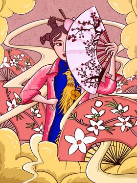 国潮人物插画美女