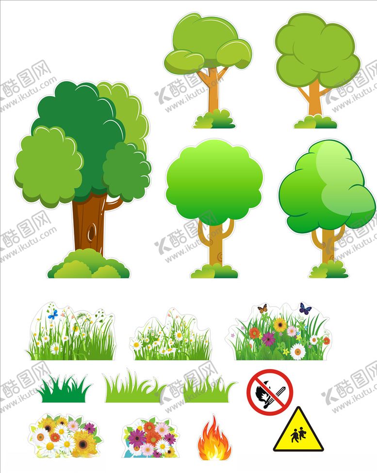 编号：37361809280940105579【酷图网】源文件下载-矢量花草树木