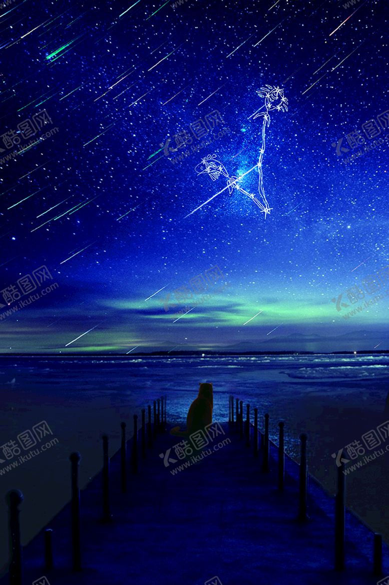 编号：83621909180658440138【酷图网】源文件下载-双鱼座星空海报插画