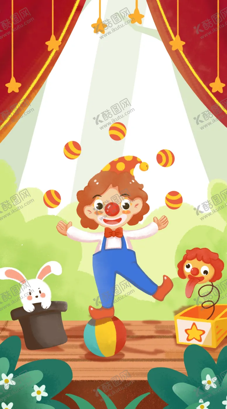 编号：85934411011603201746【酷图网】源文件下载-愚人节小丑卡通开屏启动页插画