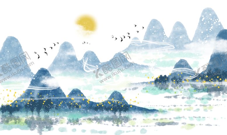 编号：69183309260117278207【酷图网】源文件下载-中国风新中式山水画