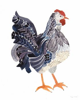 水彩公鸡插画