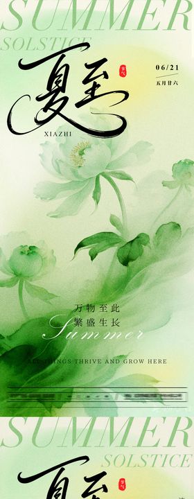 夏至节气海报中式天二十四荷花