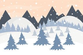 冬天背景卡通风地形冰雪地