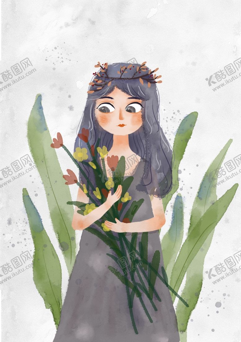 编号：87226907041226187022【酷图网】源文件下载-水彩人物插画女孩