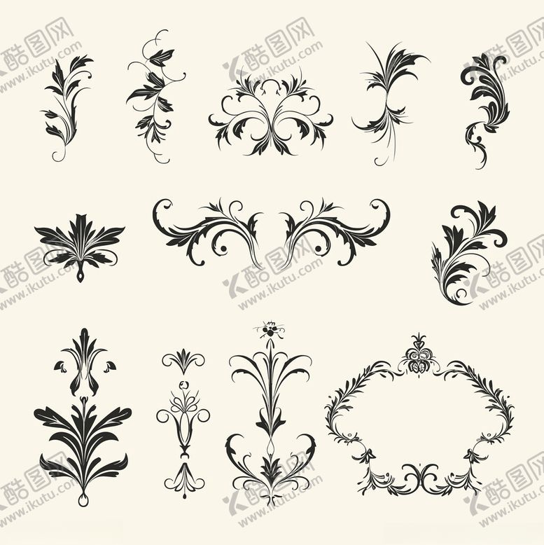 编号：67794611191541258055【酷图网】源文件下载-复古装饰花纹图案集合