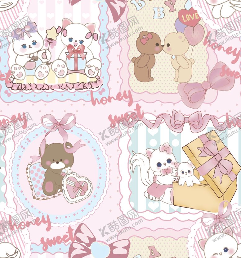 编号：91841411021524147571【酷图网】源文件下载-可爱卡通小熊图案背景