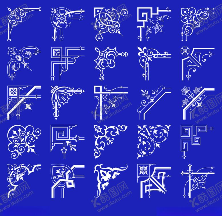 编号：87051011211243094121【酷图网】源文件下载-中式古典角花图案集合