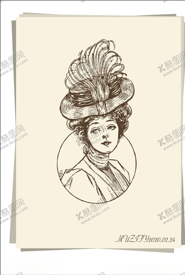 编号：17634610201022012485【酷图网】源文件下载-欧洲贵族女子半身像