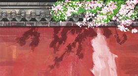 传统建筑墙檐屋檐插画背景