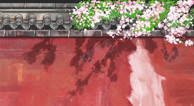编号：83149009302214351220【酷图网】源文件下载-传统建筑墙檐屋檐插画背景