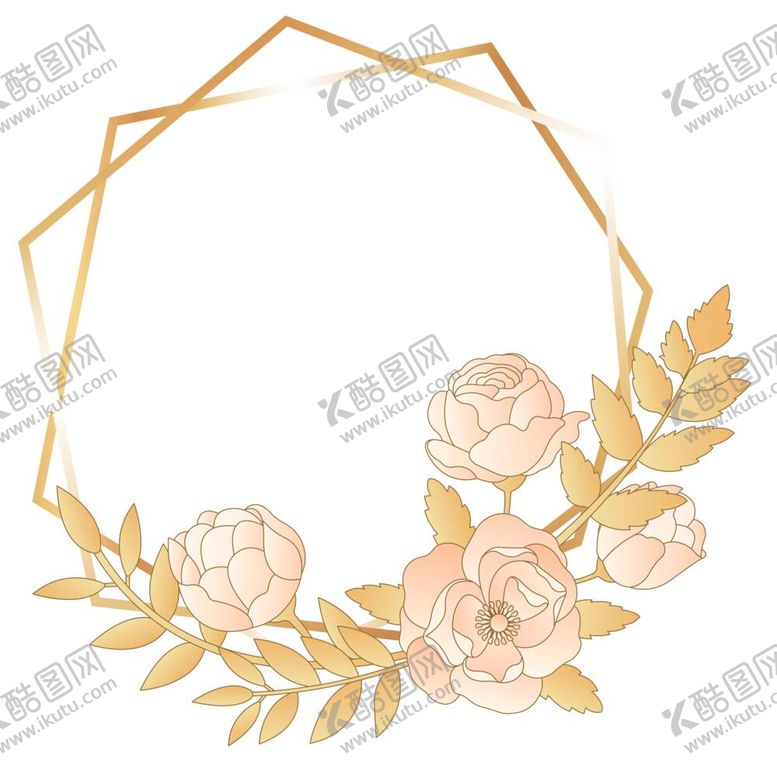 编号：27041510041124367260【酷图网】源文件下载-金色边框植物花环