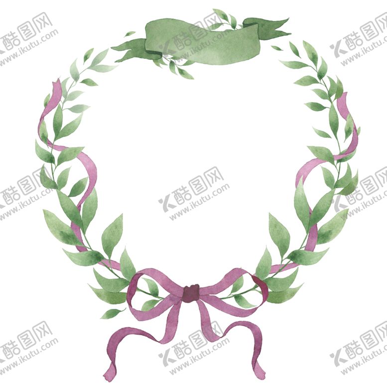 编号：60348706281347062677【酷图网】源文件下载-手绘植物花环