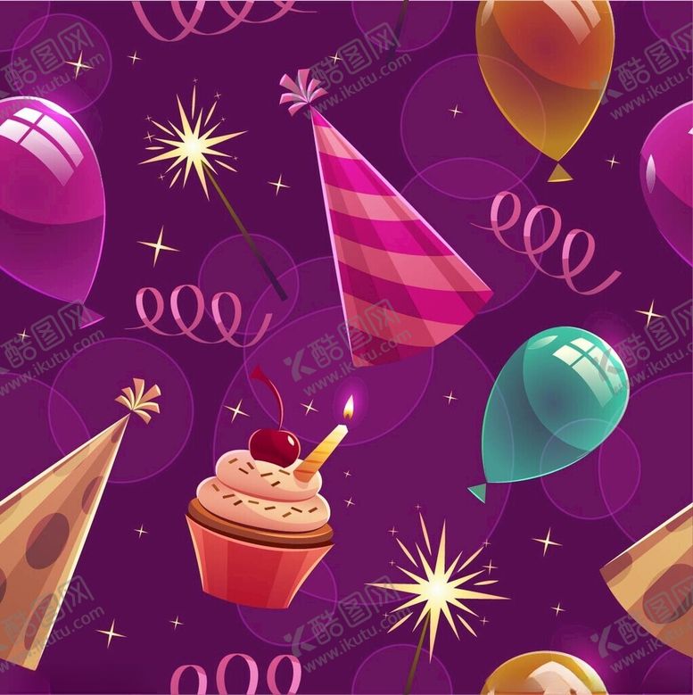 编号：96998002221856261343【酷图网】源文件下载-矢量生日元素底纹背景素材