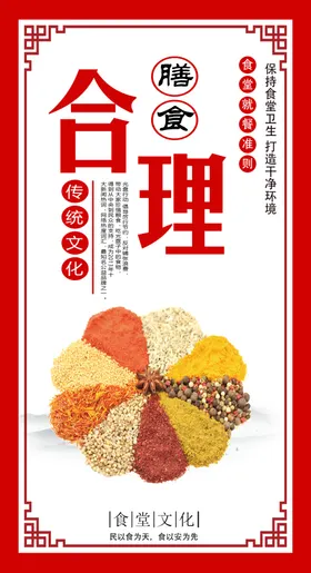 食堂文化学校墙展板