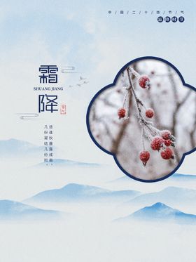 唯美简约创意霜降海报