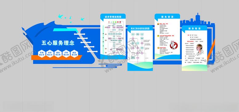 编号：45402610062142418525【酷图网】源文件下载-五心服务理念