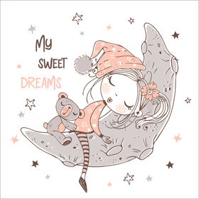 可爱女孩手绘卡通插画