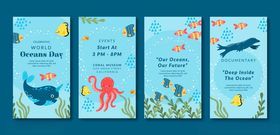 海洋主题儿童插画卡片