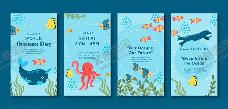 编号：70333311180150312071【酷图网】源文件下载-海洋主题儿童插画卡片