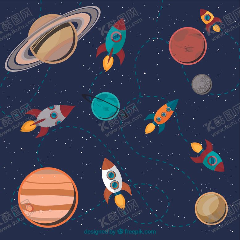 编号：21660507131459099247【酷图网】源文件下载-卡通太空火箭插画