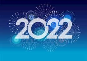 2022烟花在蓝色背景矢量图