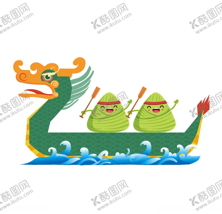 编号：60737509111431428813【酷图网】源文件下载-卡通山水端午节粽子划船龙舟