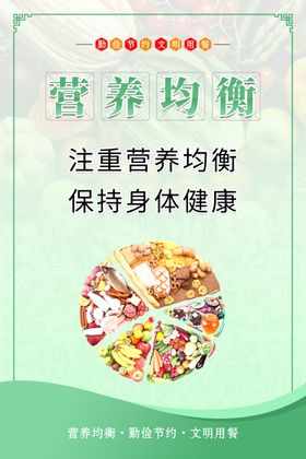 清新大气绿色新鲜节约粮食海报