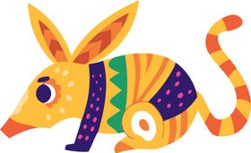 亡灵节卡通形象多彩手绘神秘彩色插图