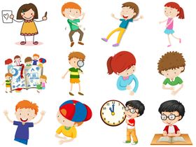 卡通儿童小孩子女孩小学生孩子