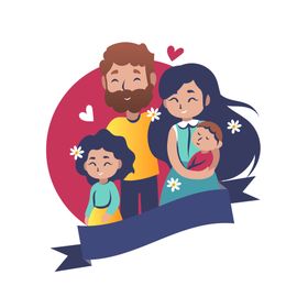 四口之家亲情夫妻亲人二孩