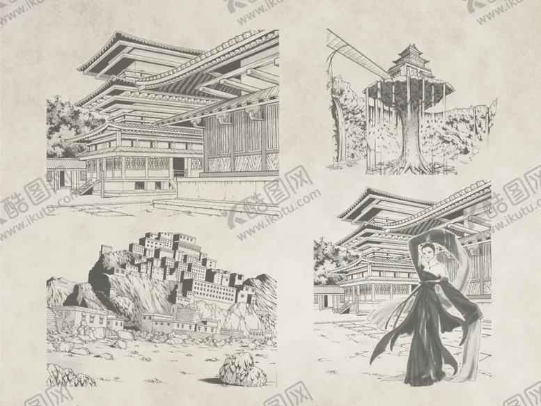 编号：13065702061745356525【酷图网】源文件下载-古建筑 线条