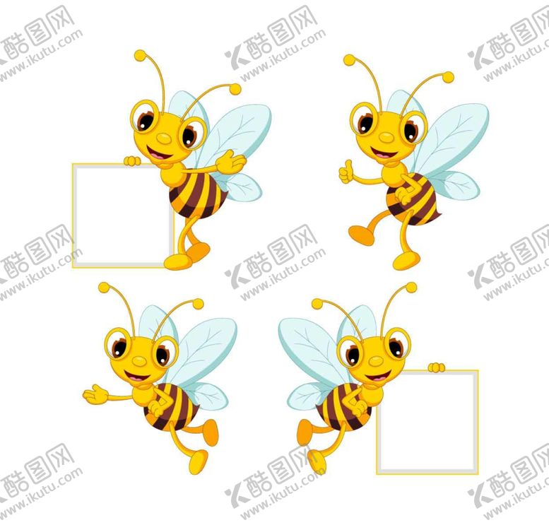 编号：57940709180442422119【酷图网】源文件下载-小蜜蜂可爱卡通拿着白板的蜜蜂