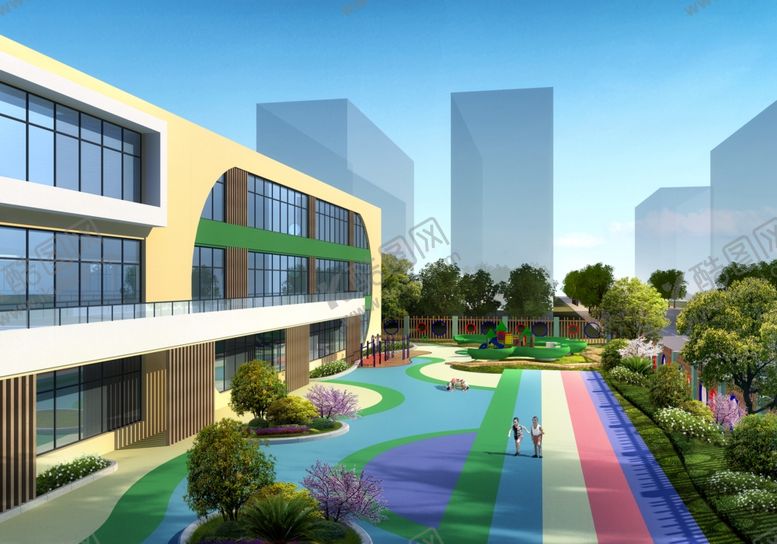 编号：90592409191908229731【酷图网】源文件下载-小学幼儿园建筑外观设计案例