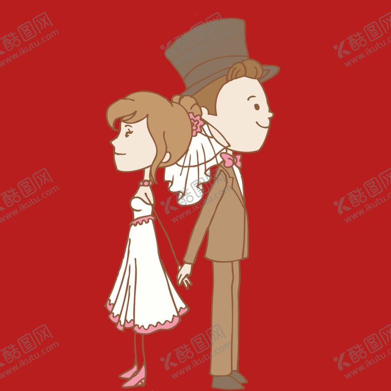 编号：48361602030041227384【酷图网】源文件下载-手绘结婚男女