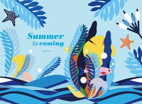 夏日冲浪人物插画