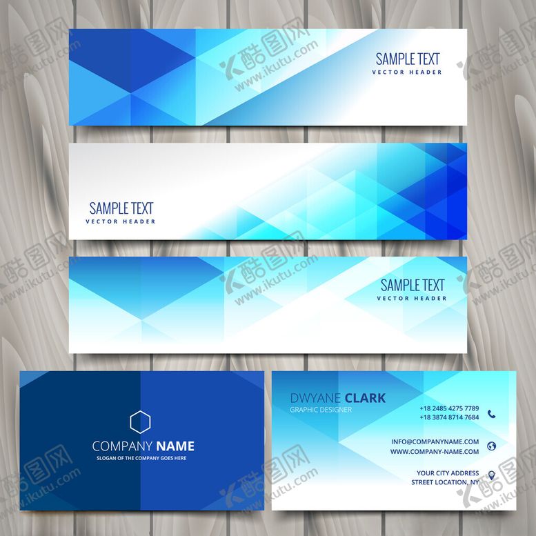 编号：21227011020914255827【酷图网】源文件下载-蓝调几何风格名片设计模板