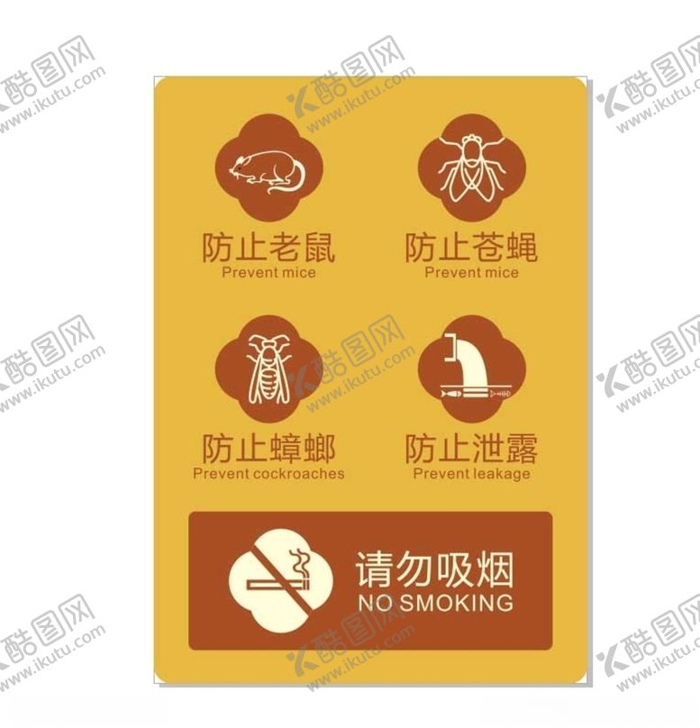 五防标志请勿吸烟示止泄露止老鼠