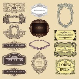 复古装饰性边框标签集合