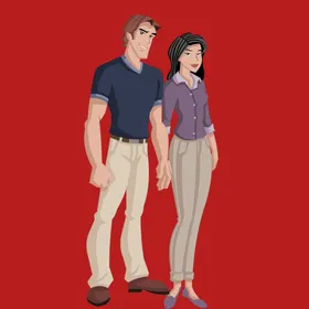 手绘情侣恋人爱男女卡通
